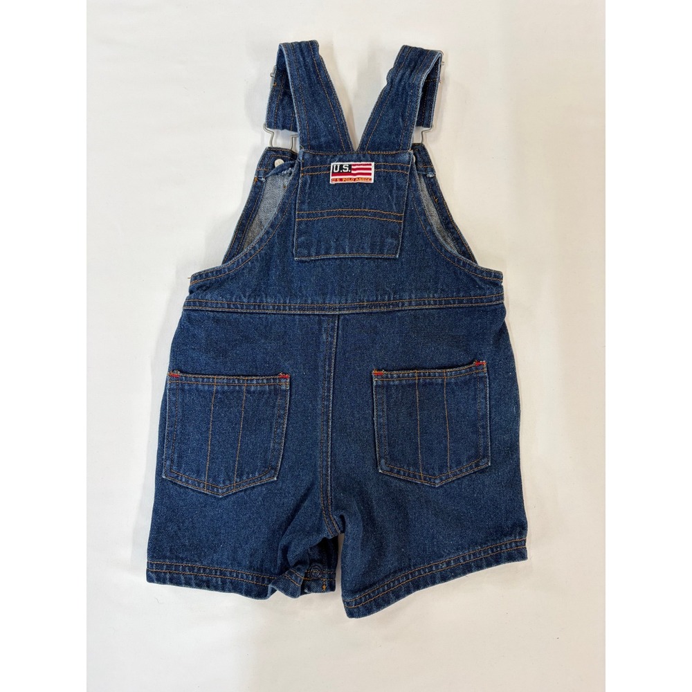 US Polo Assn Kids Denim Shortalls 18M Blue American Flag Overalls - Picture 4 of 7